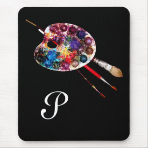 COLOUR PALETTE ,Black Monogram Mouse Pad