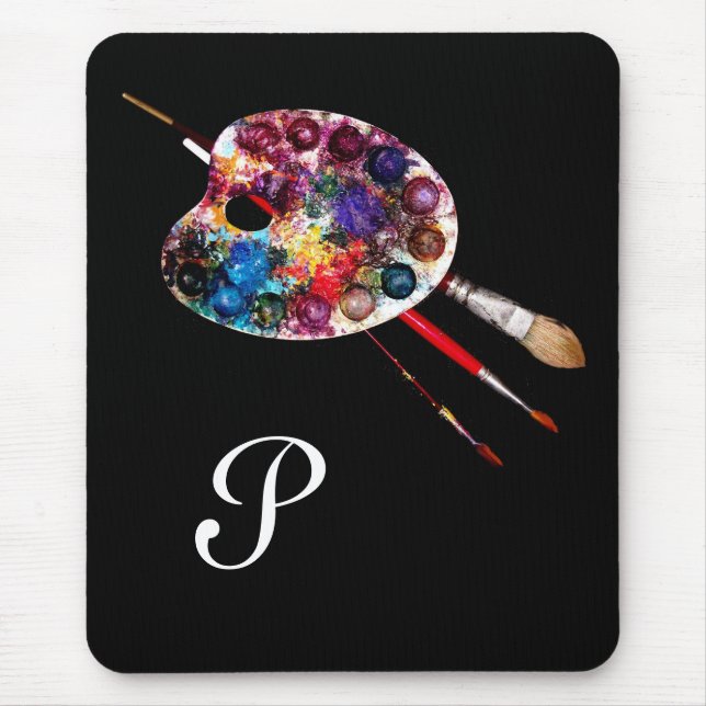 COLOUR PALETTE ,Black Monogram Mouse Pad (Front)