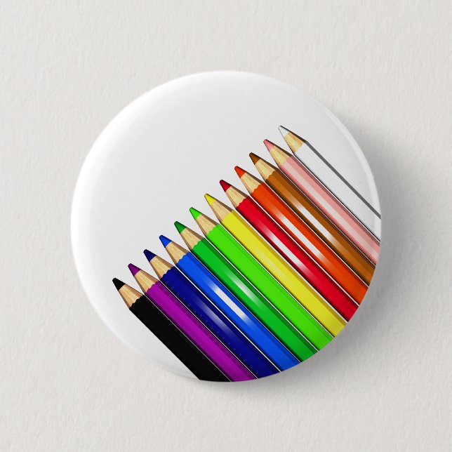 colour pencil crayons pinback button (Front)