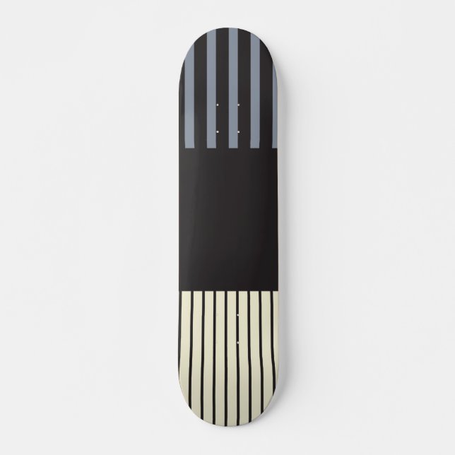 Colour Pop Stripes - Black, Gray and Cream Skateboard (Front)