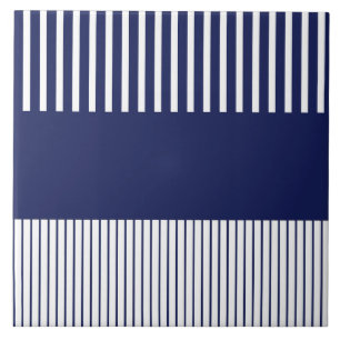 Colour Pop Stripes - Blue and White Ceramic Tile