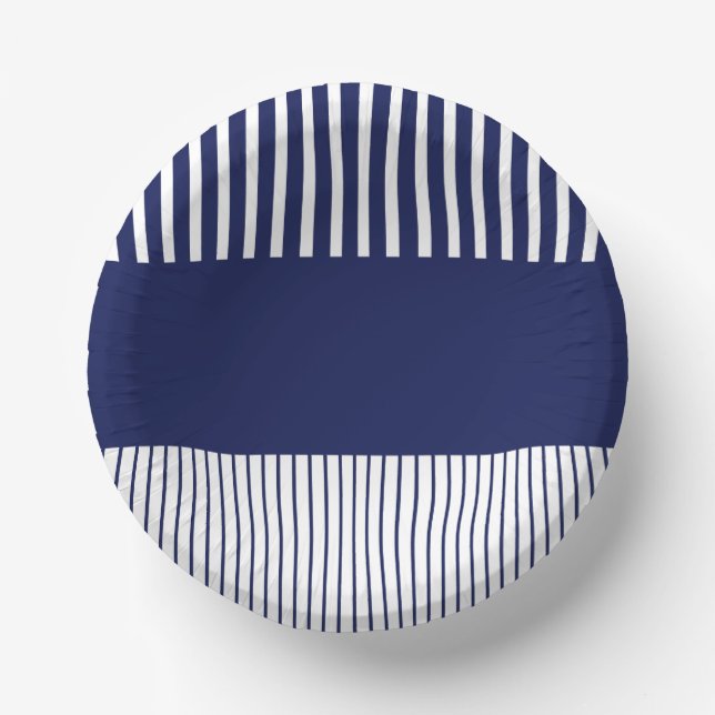 Colour Pop Stripes - Blue and White Paper Bowls (Front)