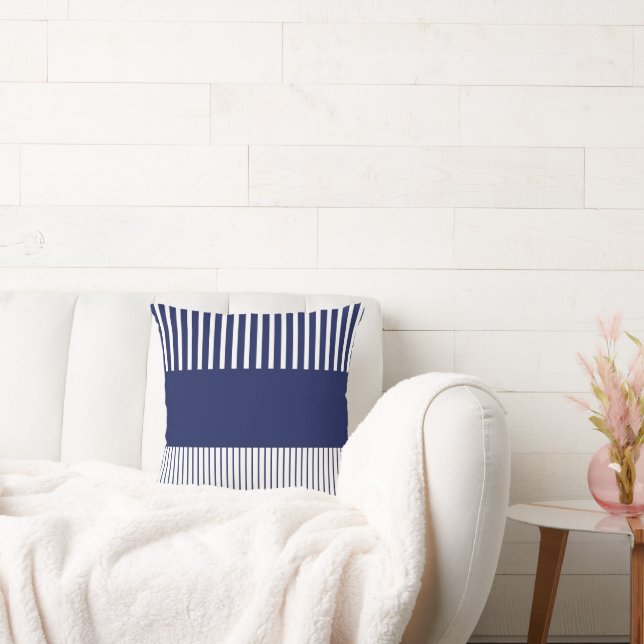 Colour Pop Stripes - Blue and White Throw Pillow (Couch)