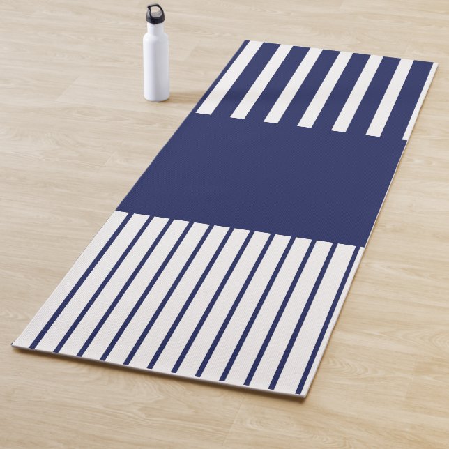 Colour Pop Stripes - Blue and White Yoga Mat (In Situ)