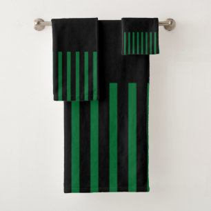 Colour Pop Stripes - Green, Cream and Black Bath Towel Set