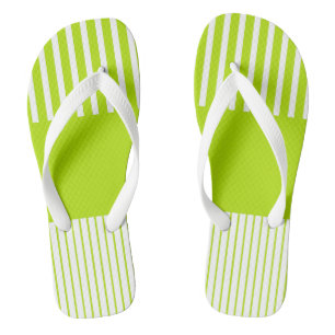 Colour Pop Stripes in Lime Green and White Flip Flops
