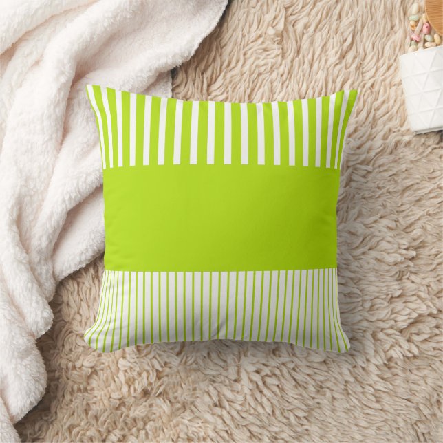 Colour Pop Stripes in Lime Green and White Throw Pillow (Blanket)