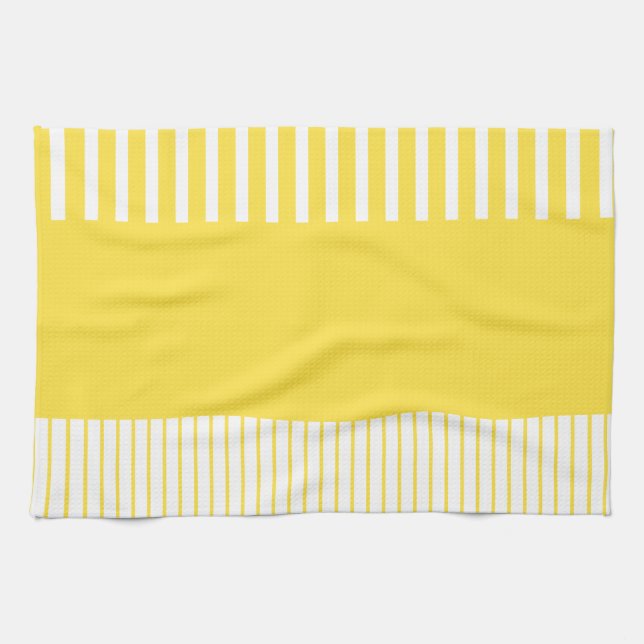 Colour Pop Stripes - Lemon Yellow and White Kitchen Towel (Horizontal)