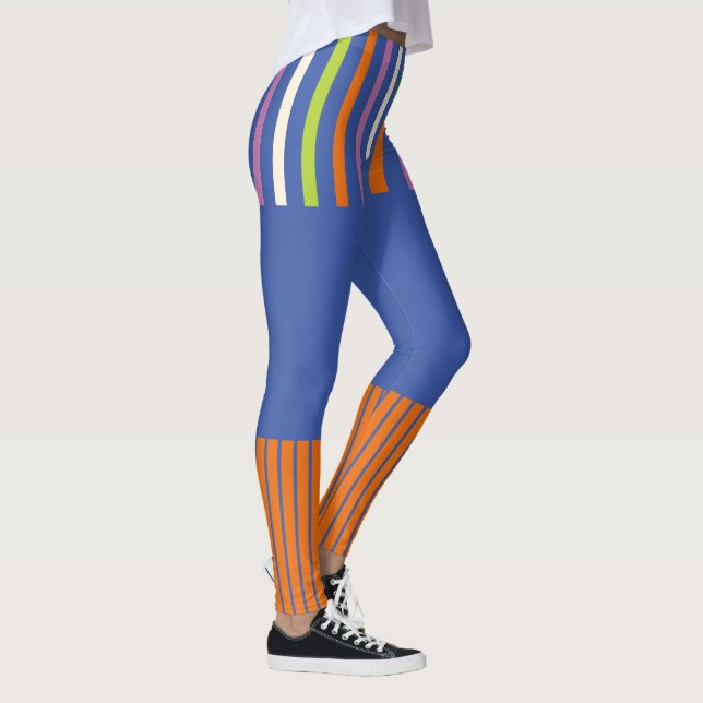 Colour Pop Stripes modern striped design Leggings (Right)