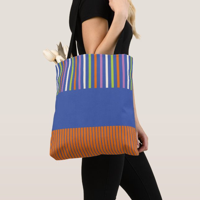 Colour Pop Stripes modern striped design Tote Bag (Close Up)