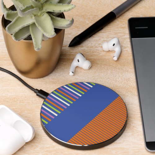 Colour Pop Stripes modern striped design Wireless Charger