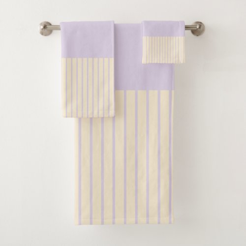 Colour Pop Stripes _ Pastel Pink Yellow  Purple Bath Towel Set