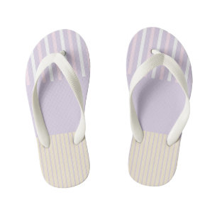 Colour Pop Stripes - Pastel Pink, Yellow & Purple Kid's Flip Flops