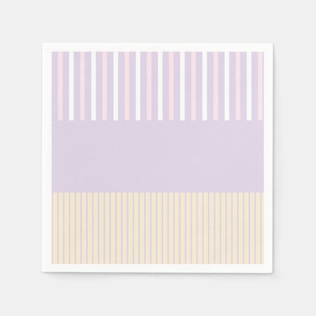 Colour Pop Stripes - Pastel Pink, Yellow & Purple Napkins (Front)