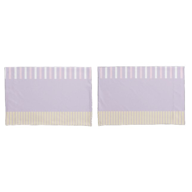 Colour Pop Stripes - Pastel Pink, Yellow & Purple Pillow Case (Front-Set)