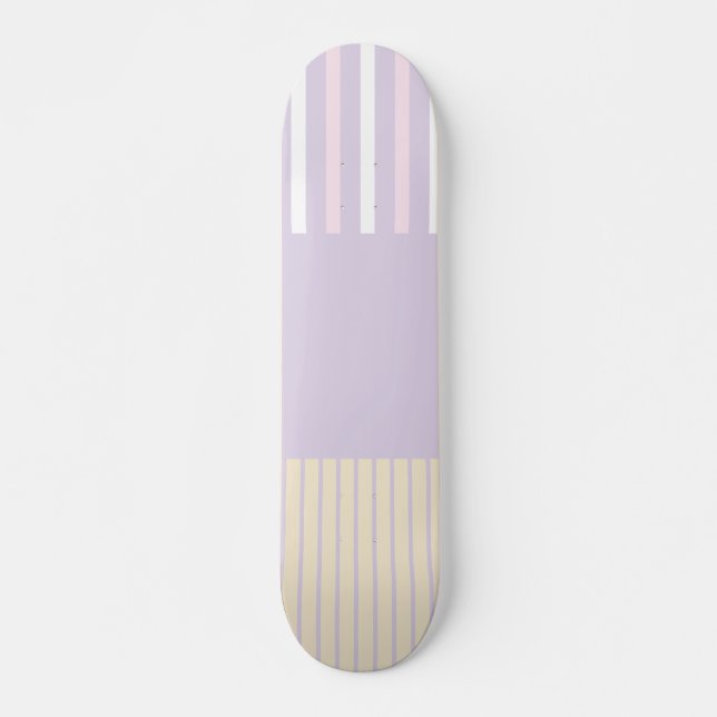 Colour Pop Stripes - Pastel Pink, Yellow & Purple Skateboard (Front)