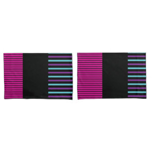 Colour Pop Stripes - Pink, Purple, Blue and Black Pillow Case