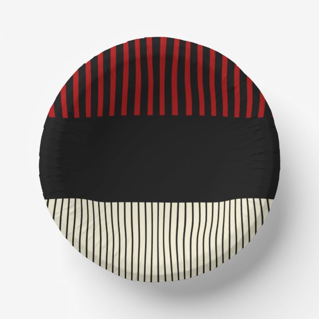 Colour Pop Stripes - Red & Cream Paper Bowls (Front)