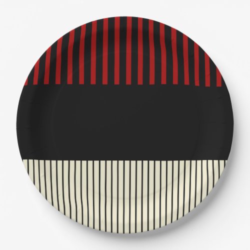 Colour Pop Stripes _ Red  Cream Paper Plates