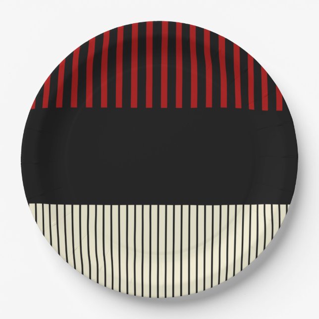 Colour Pop Stripes - Red & Cream Paper Plates (Front)