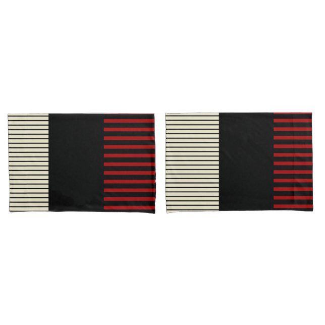 Colour Pop Stripes - Red & Cream Pillow Case (Front-Set)