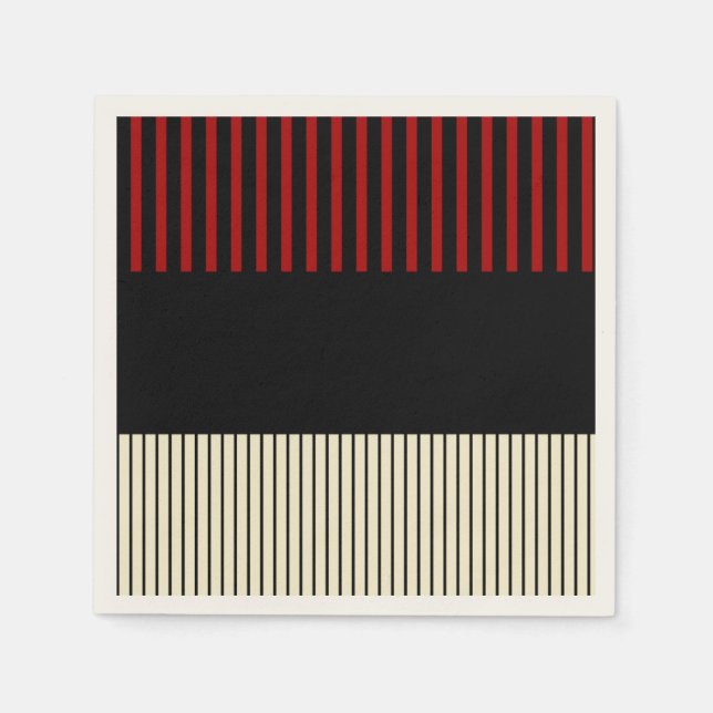 Colour Pop Stripes - Red & Cream Throw Pillow Napkins (Front)