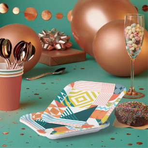 Colour Shapely Pattern Paper Plates
