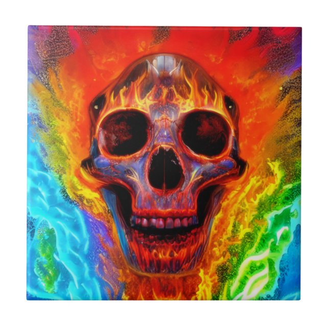 Colour Skull Ceramic Tile (Front)