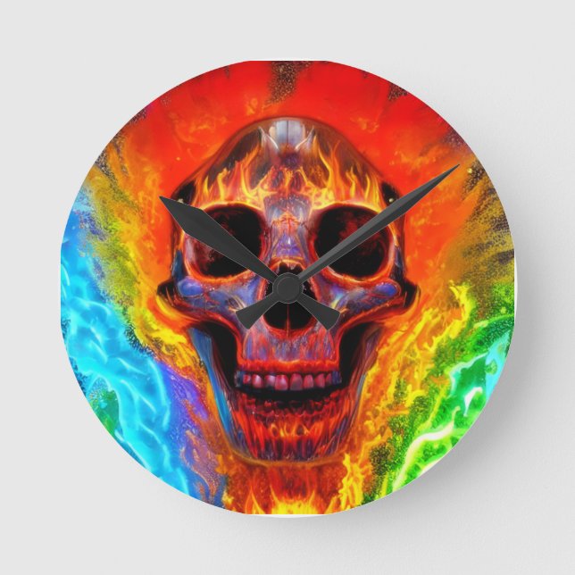 Colour Skull Round Clock (Front)