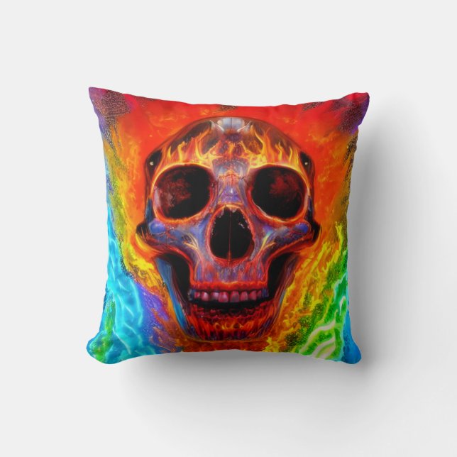Colour Skull Throw Pillow (Front)
