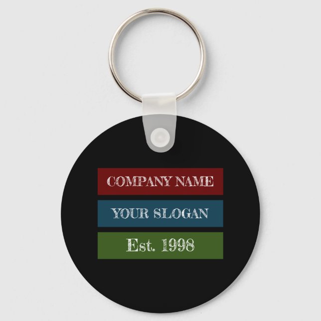 Coloured Block Style Company Name Keychain (Front)