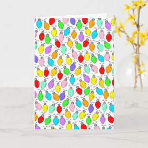 Coloured Christmas Lights On White Card