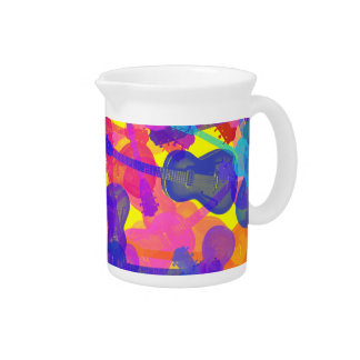 Coloured Guitar Collage Beverage Pitcher