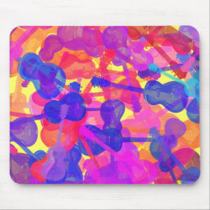 Coloured Guitar Collage Mouse Pad