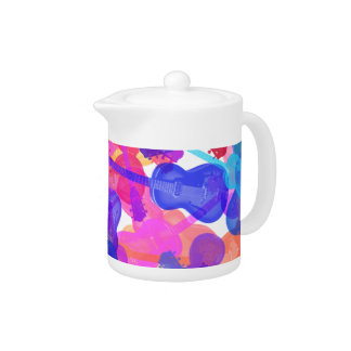 Coloured Guitar Collage Teapot