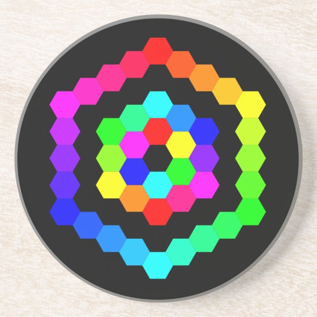 Coloured Hexagon Sandstone Coaster (Front)