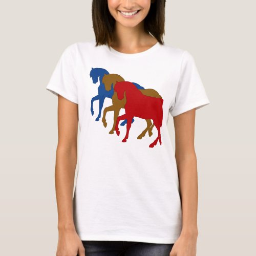 Coloured Horses in Sillouette T_Shirt