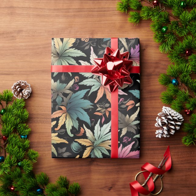 Coloured Plant Leaves Wrapping Paper (Holiday Gift)
