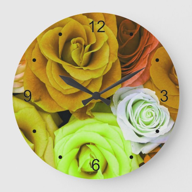 Coloured Roses Large Clock (Front)