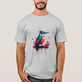 Coloured Watercolour Kingfisher T-shirt