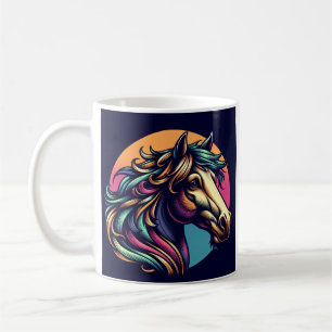 Colourfu rainbow horse head coffee tea mug cup