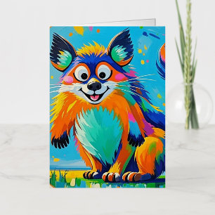 Colourful abstract animal art design foil greeting card