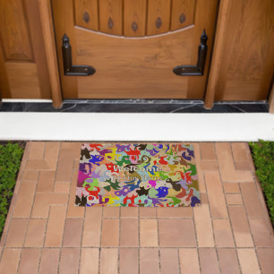 Colourful Abstract Art Design Personalised Fiber Doormat