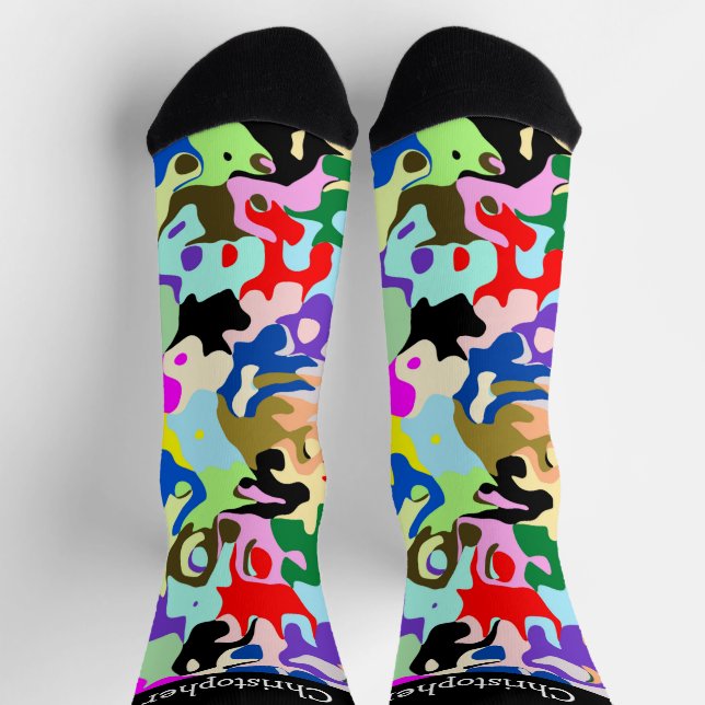 Colourful Abstract Art Pattern Design Socks (Top)
