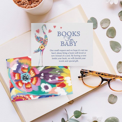 Colourful Abstract Floral Storks Books For Baby Enclosure Card