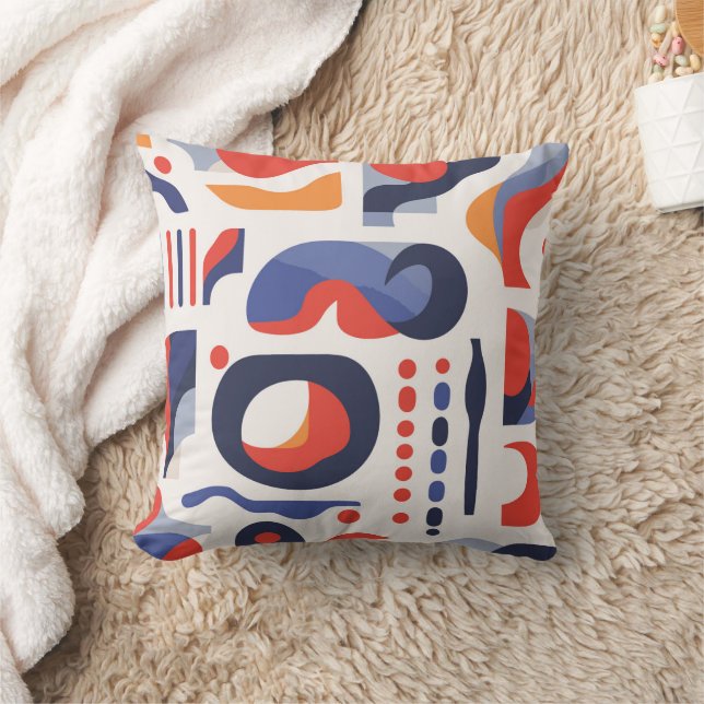 Colourful abstract geometric shapes in the style throw pillow (Blanket)