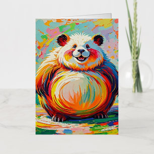 Colourful abstract giant bear panda art design foil greeting card