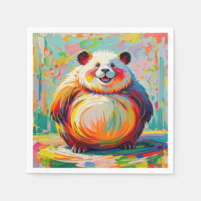 Colourful abstract giant bear panda art design  napkins (Front)