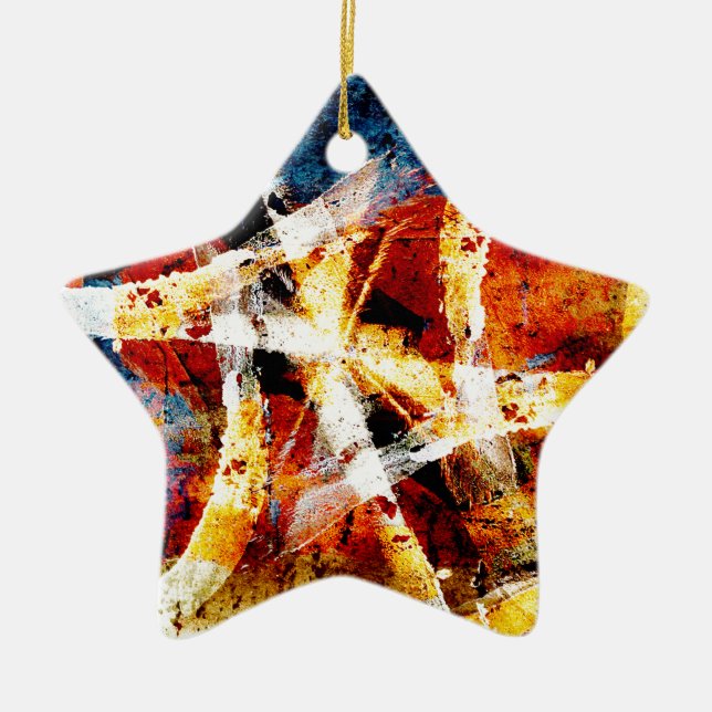 Colourful abstract graffiti ceramic ornament (Front)