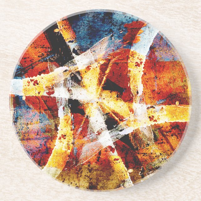 Colourful abstract graffiti drink coaster (Front)
